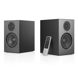 wireless-multiroom-speaker-A26-black-angle1-remote-nofront-AudioPro