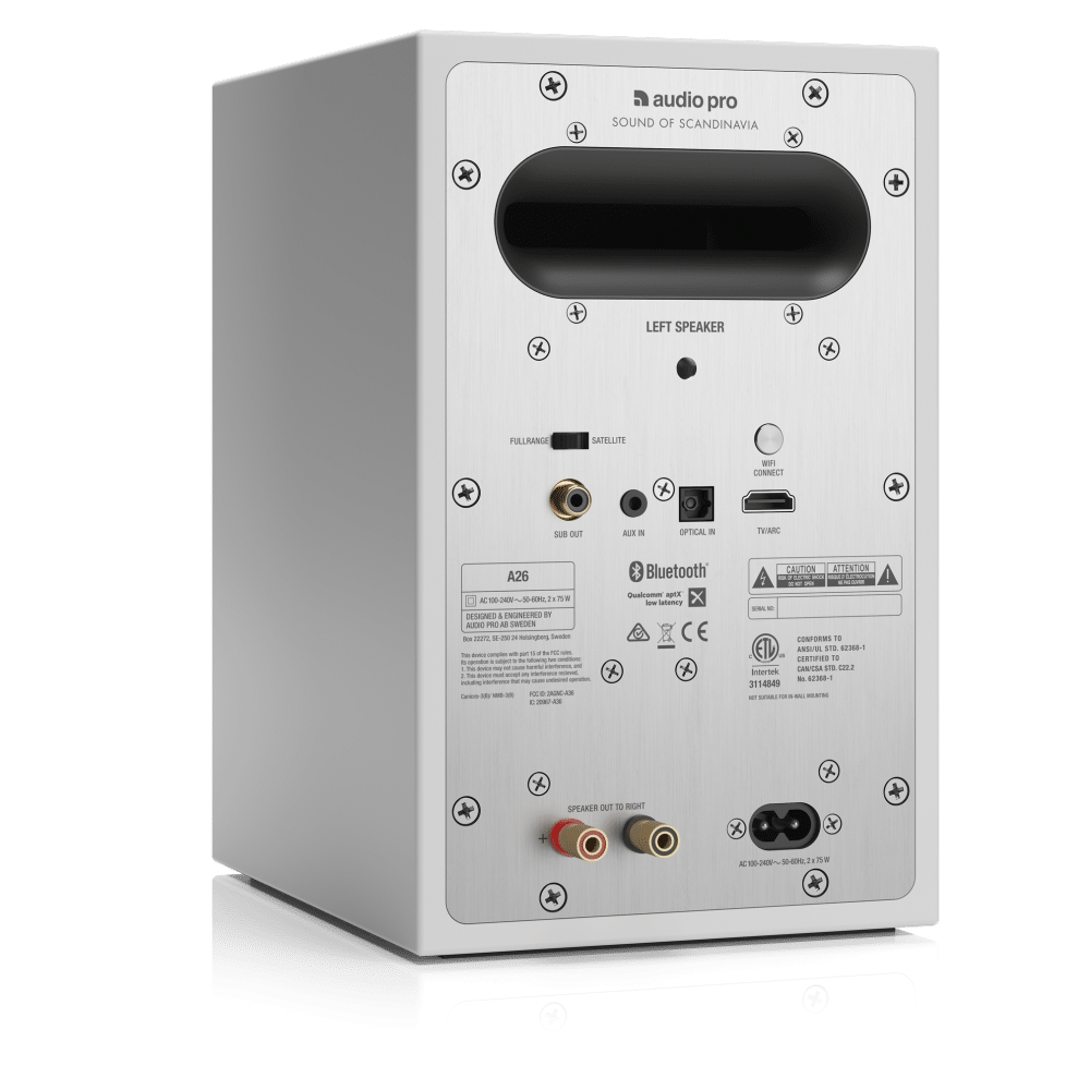 wireless multiroom speaker A26 white back angle1 AudioPro e1603414629342