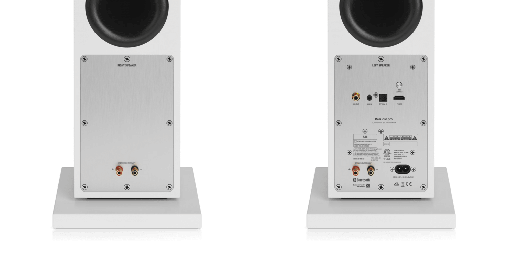 wireless multiroom speaker A36 white back closeup AudioPro e1603414954287