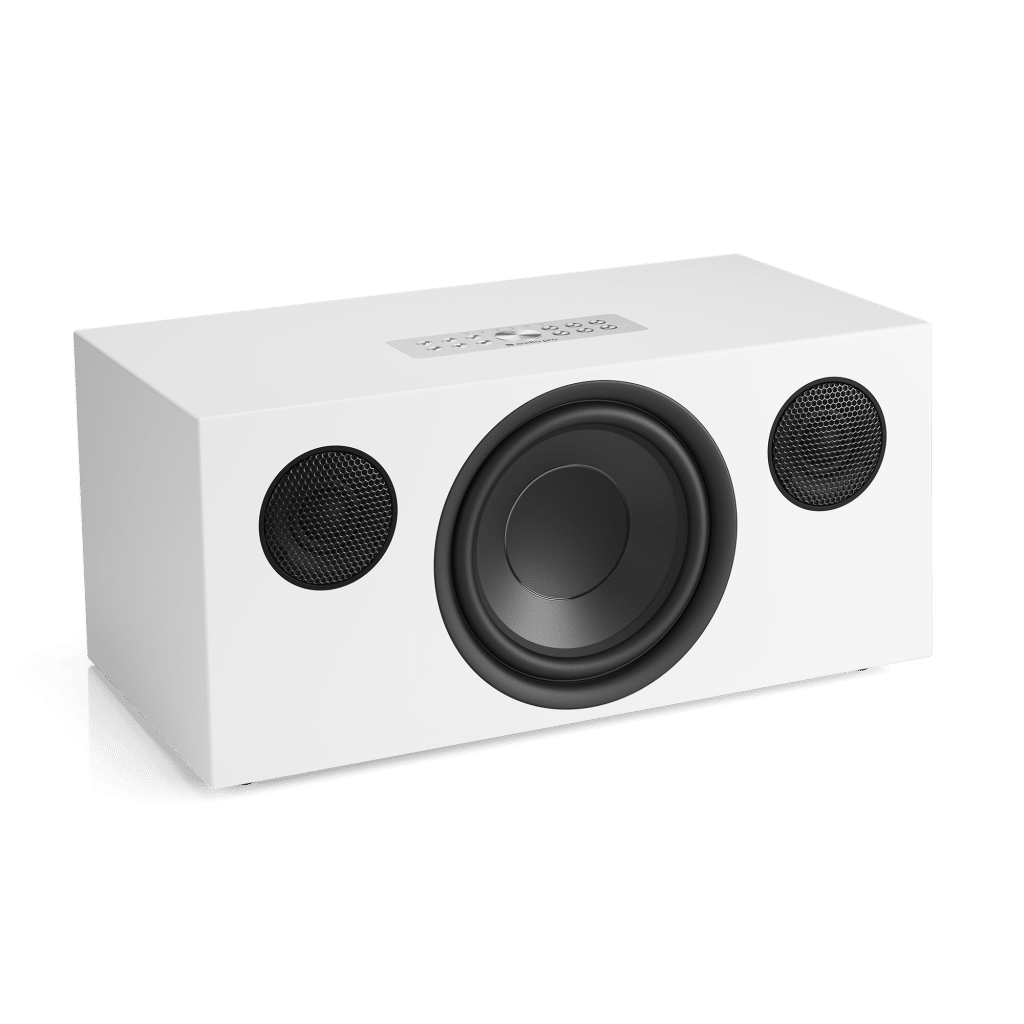 wireless multiroom speaker C20 white angle nofront airplay2 google cast chromecast AudioPro